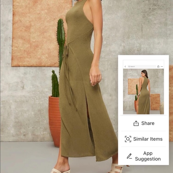 NWT SHEIN OLIVE DRESS - Picture 3 of 4